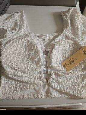 Madden NYC White Textured Crop Top